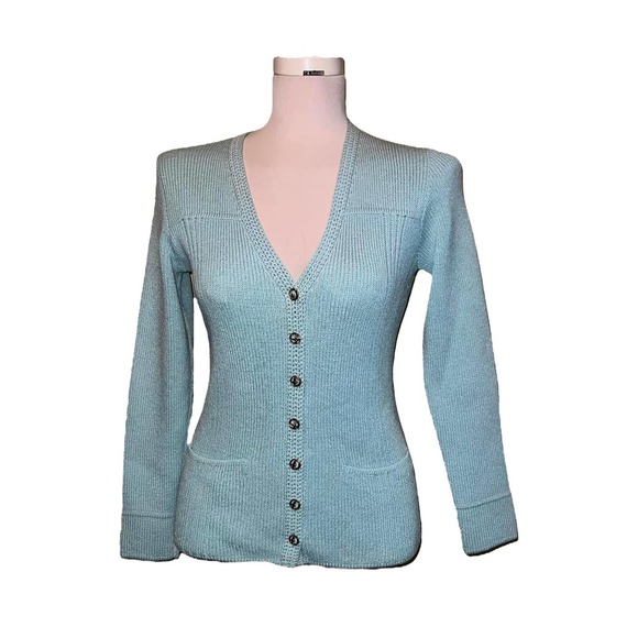St. John Sweaters | St. John Knit Aqua Cardigan Sweater Size 8 | Color: Blue | Size: 8 | Jaxbizgal's Closet